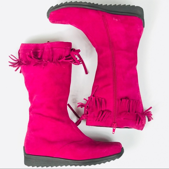 Mini Boden Pink Leather Boots with Fringe Size 39 - Picture 1 of 8
